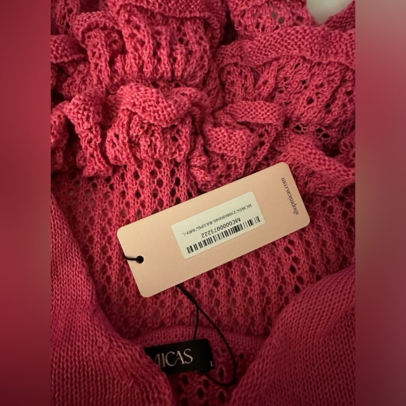 Micas Open Knit Ruffle Hem Cami Mini Dress NWT SIZE Large - Picture 3 of 4